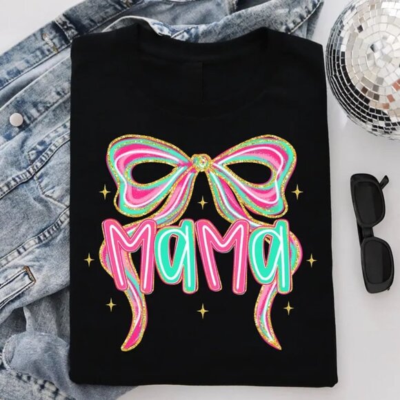 Tops - Graphic Mama Bow Shirt, Cute Mama Shirt Gift